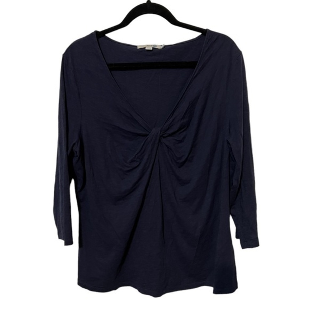 Boden 3/4 Sleeve Navy Blue Top 100% Cottage Size 10